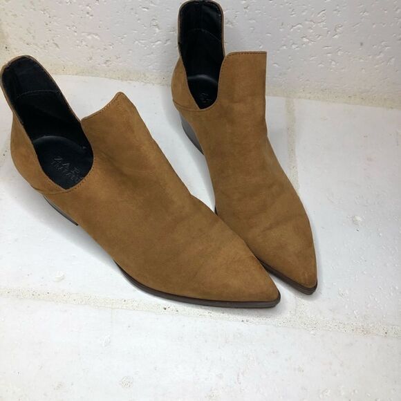Zara Trafaluc cognac Cut Out Faux Suede Booties 39 - Picture 5 of 7